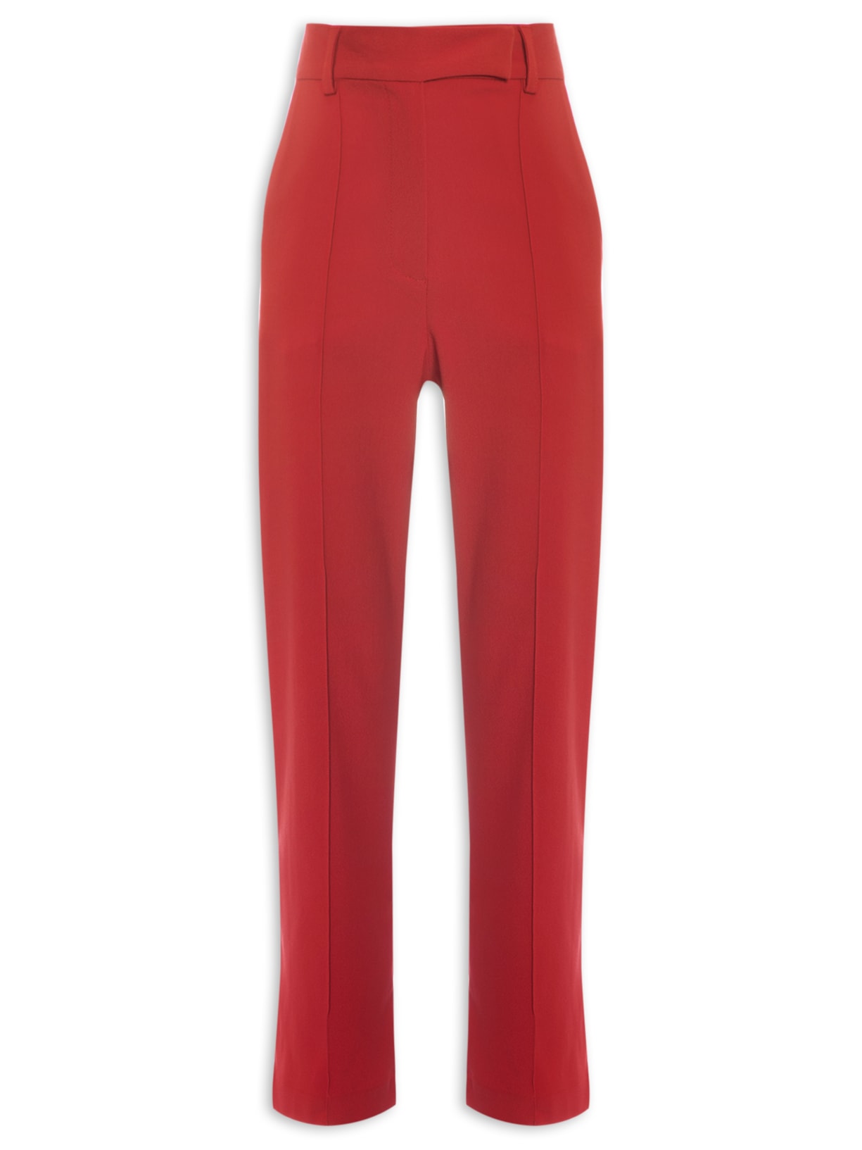 Calça Feminina Alfaiataria Cintura Alta - Vermelho