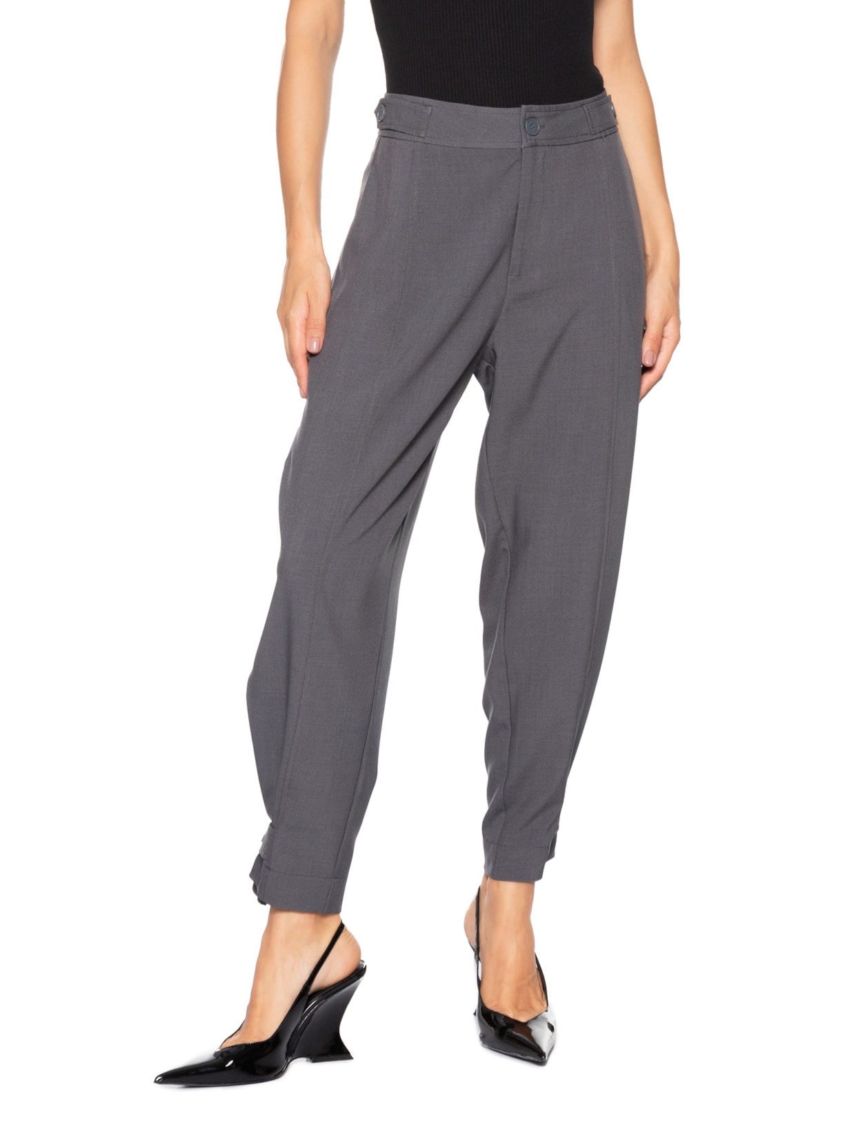 Calça Feminina Alfaiataria Cinza Market 33