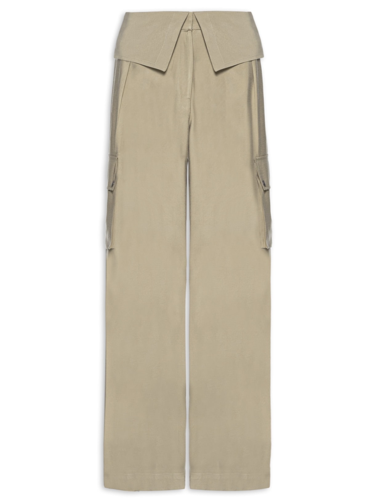 Calça Feminina Alfaiataria Com Pala - Bege