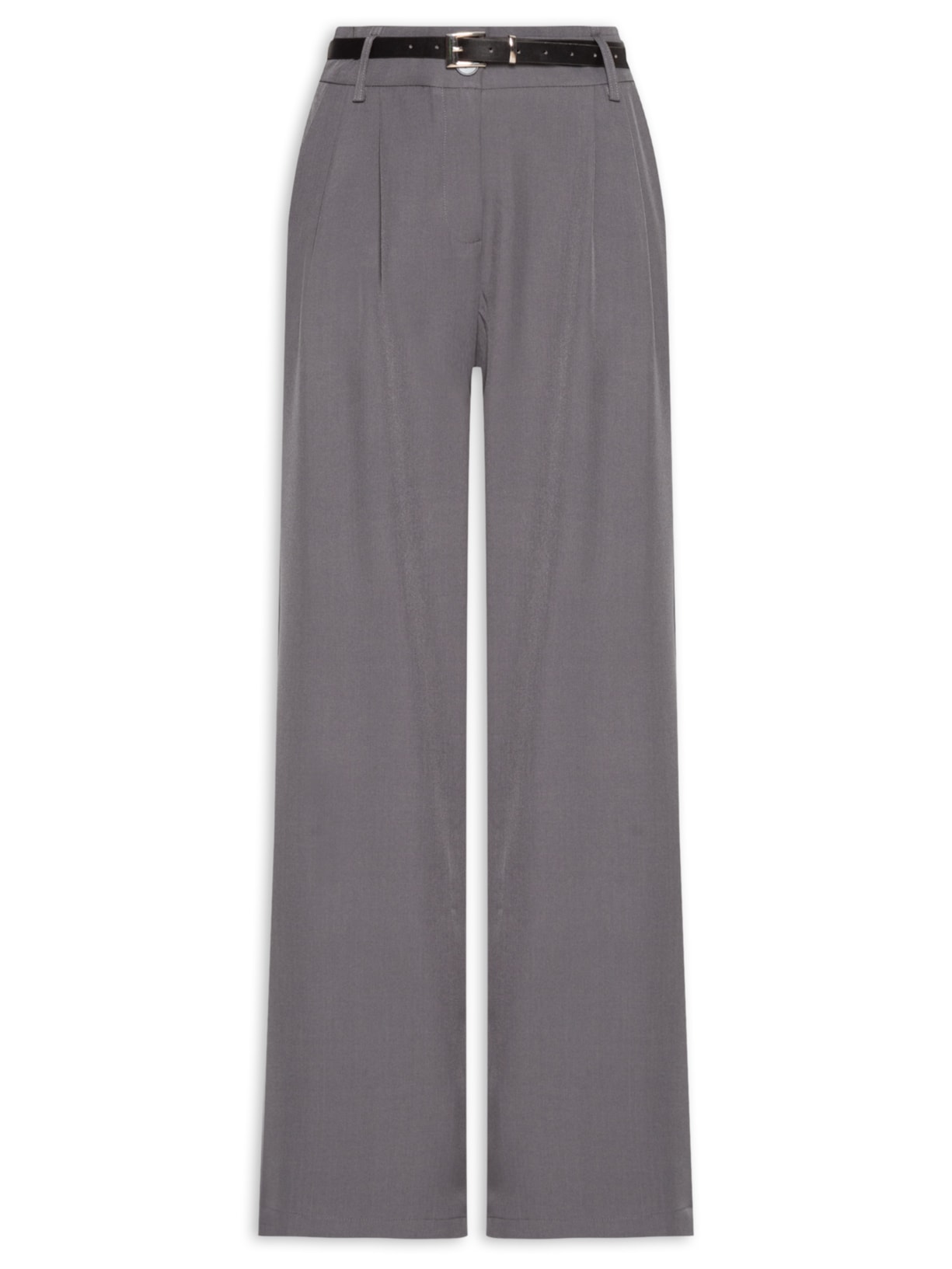 Calça Feminina Alfaiataria Detalhe Cós - Cinza