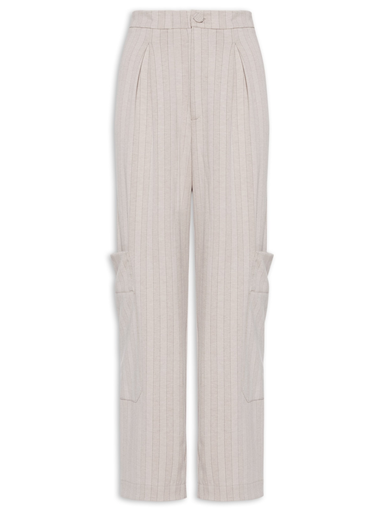 Calça Feminina Alfaiataria Estampa Listra - Cinza