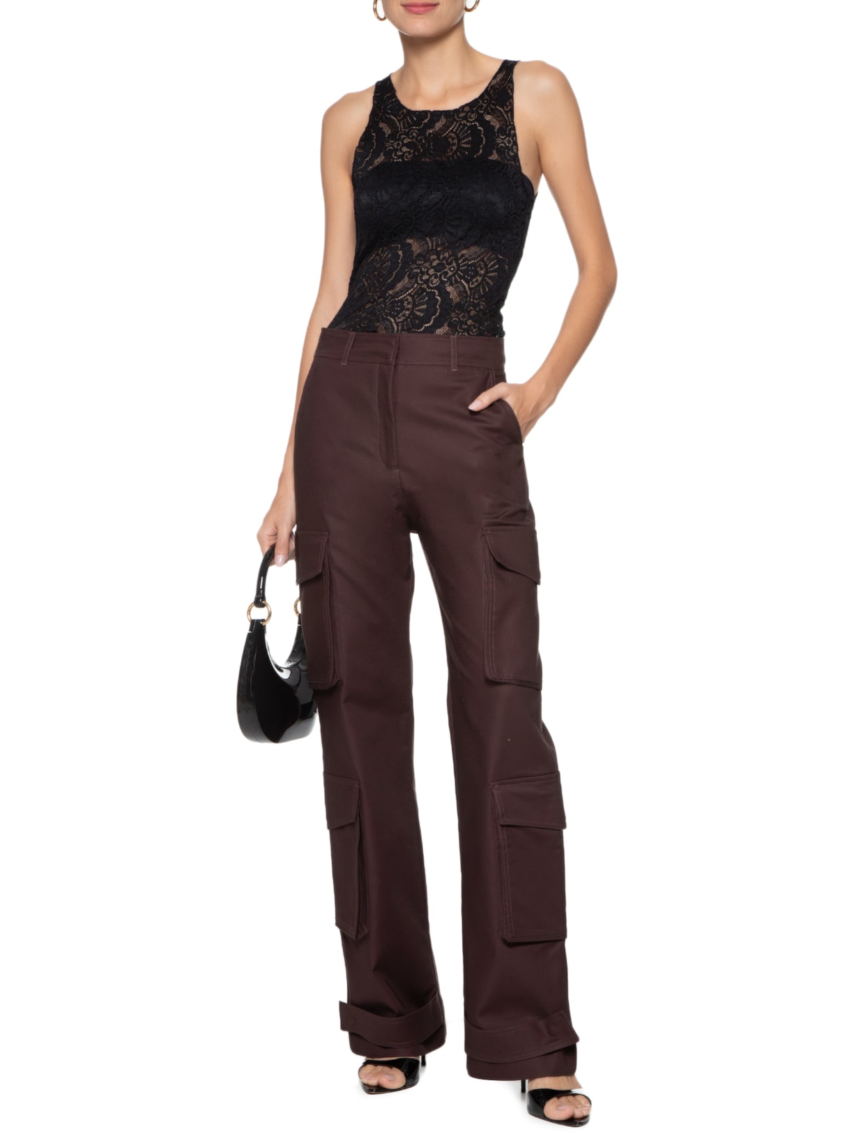 Calça Feminina Alfaiataria Frankina Marrom  Andrea Bogosian