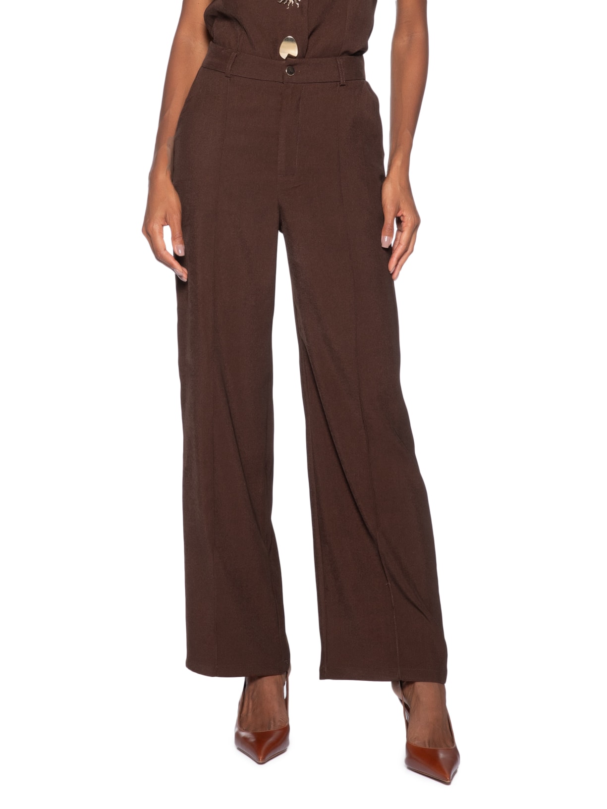 Calça Feminina Alfaiataria Marrom '2Essential