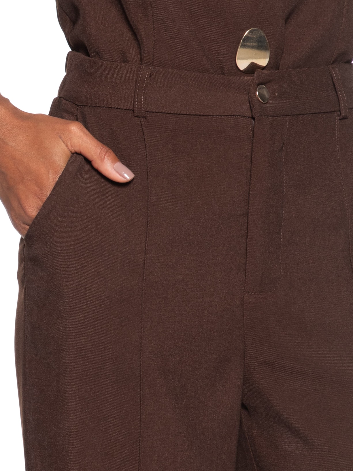 Calça Feminina Alfaiataria Marrom '2Essential