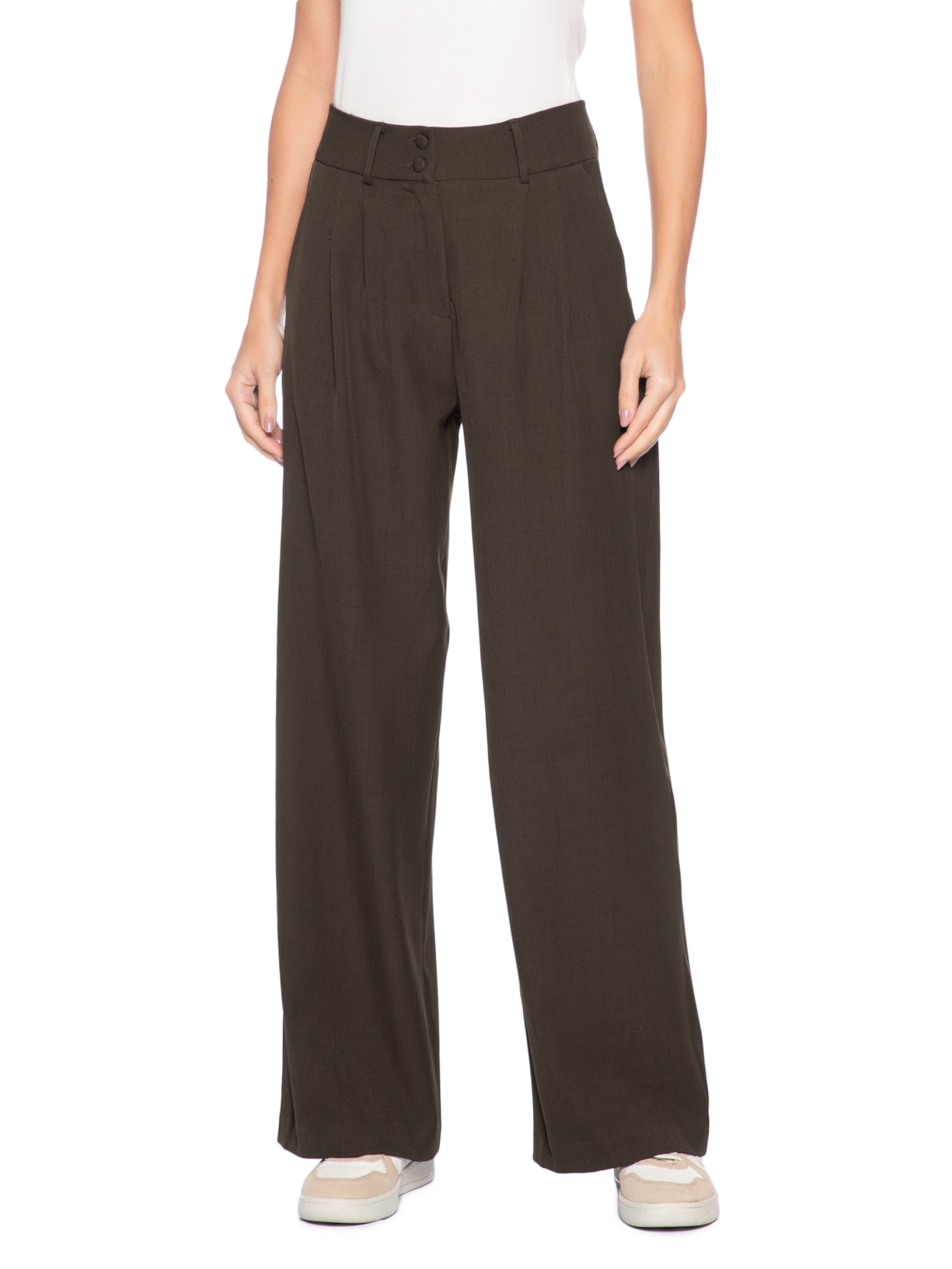 Calça Feminina Alfaiataria Marrom Basiq