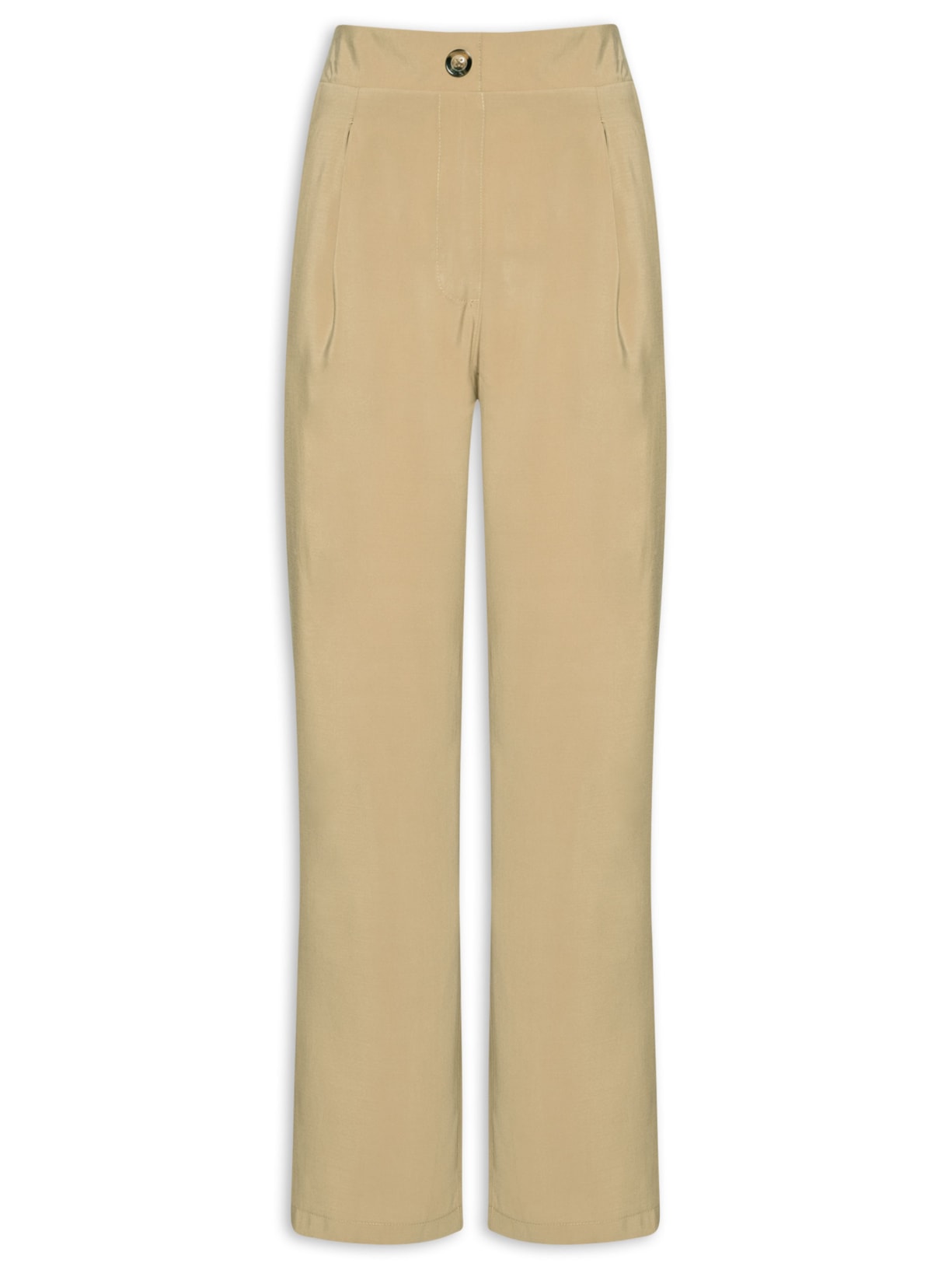 Calça Feminina Alfaiataria Pantalona Com Pregas - Bege