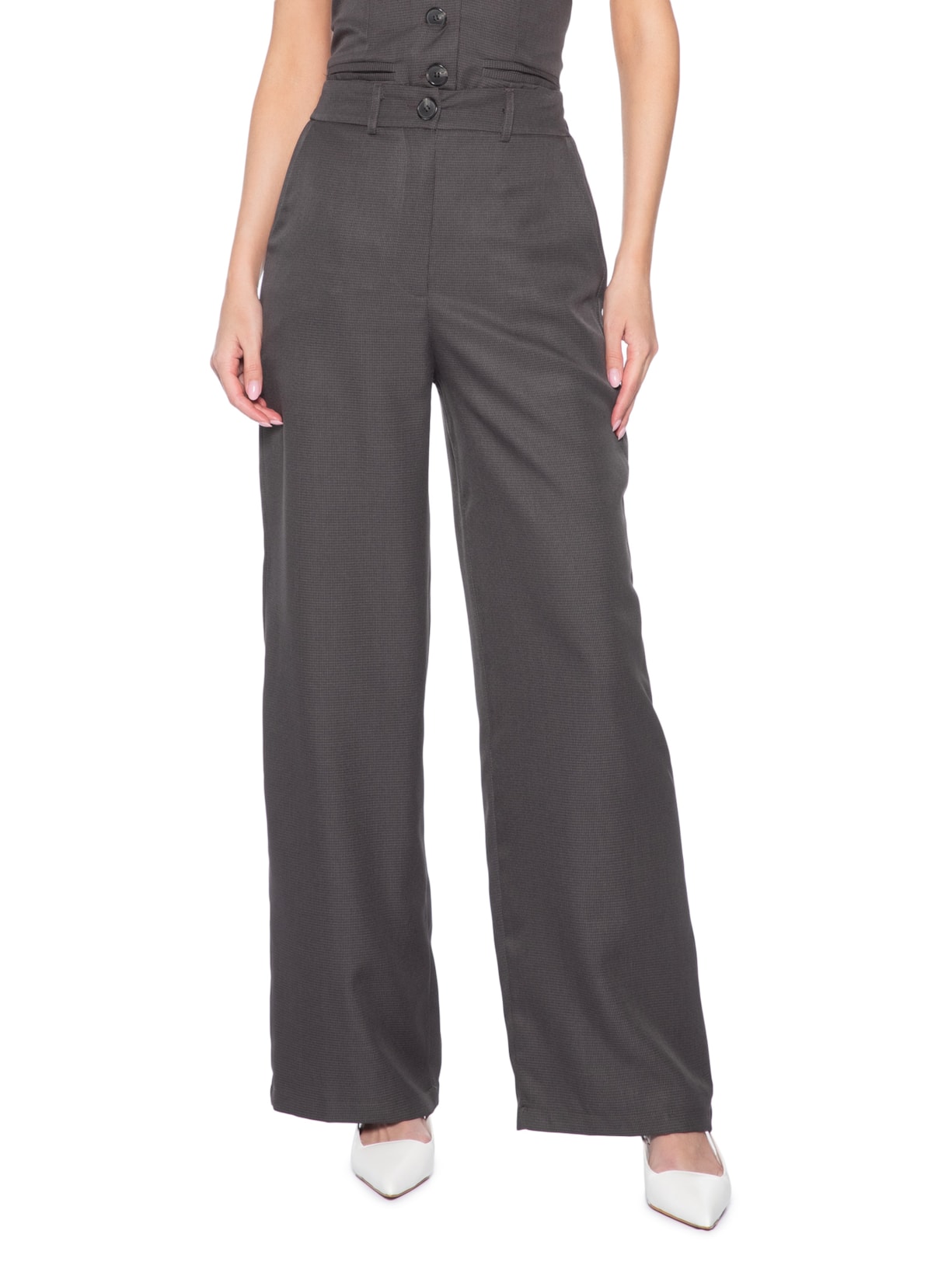 Calça Feminina Alfaiataria Pied Marrom '2Essential