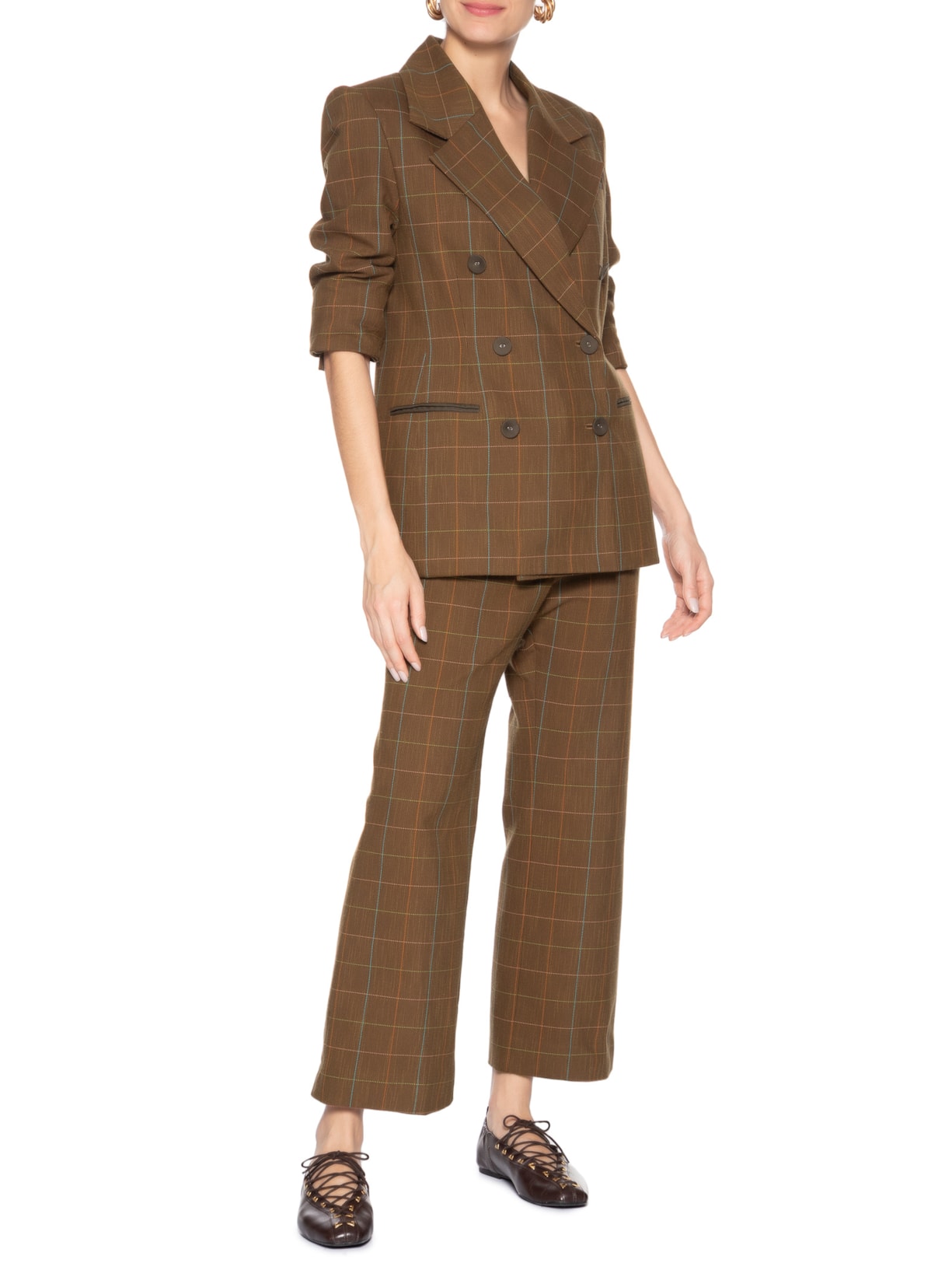 Calça Feminina Alfaiataria Plus Bella Marrom Nk