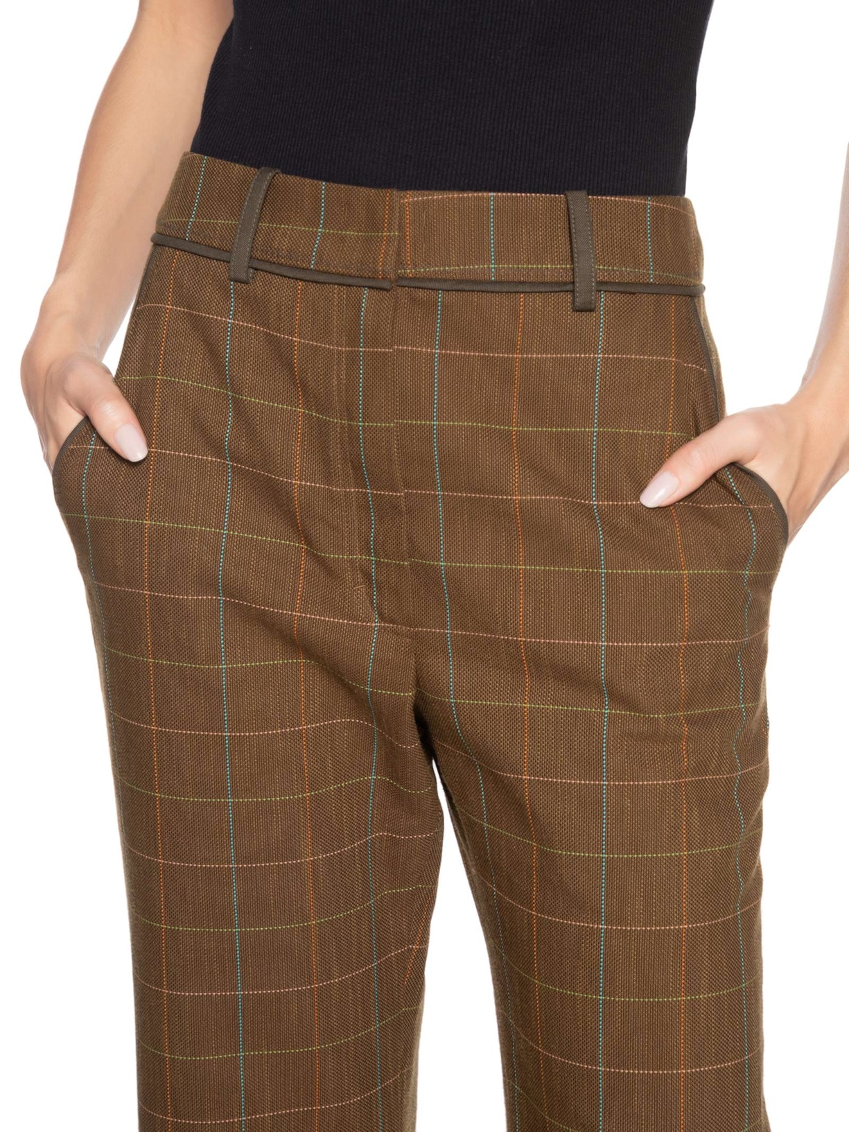 Calça Feminina Alfaiataria Plus Bella Marrom Nk