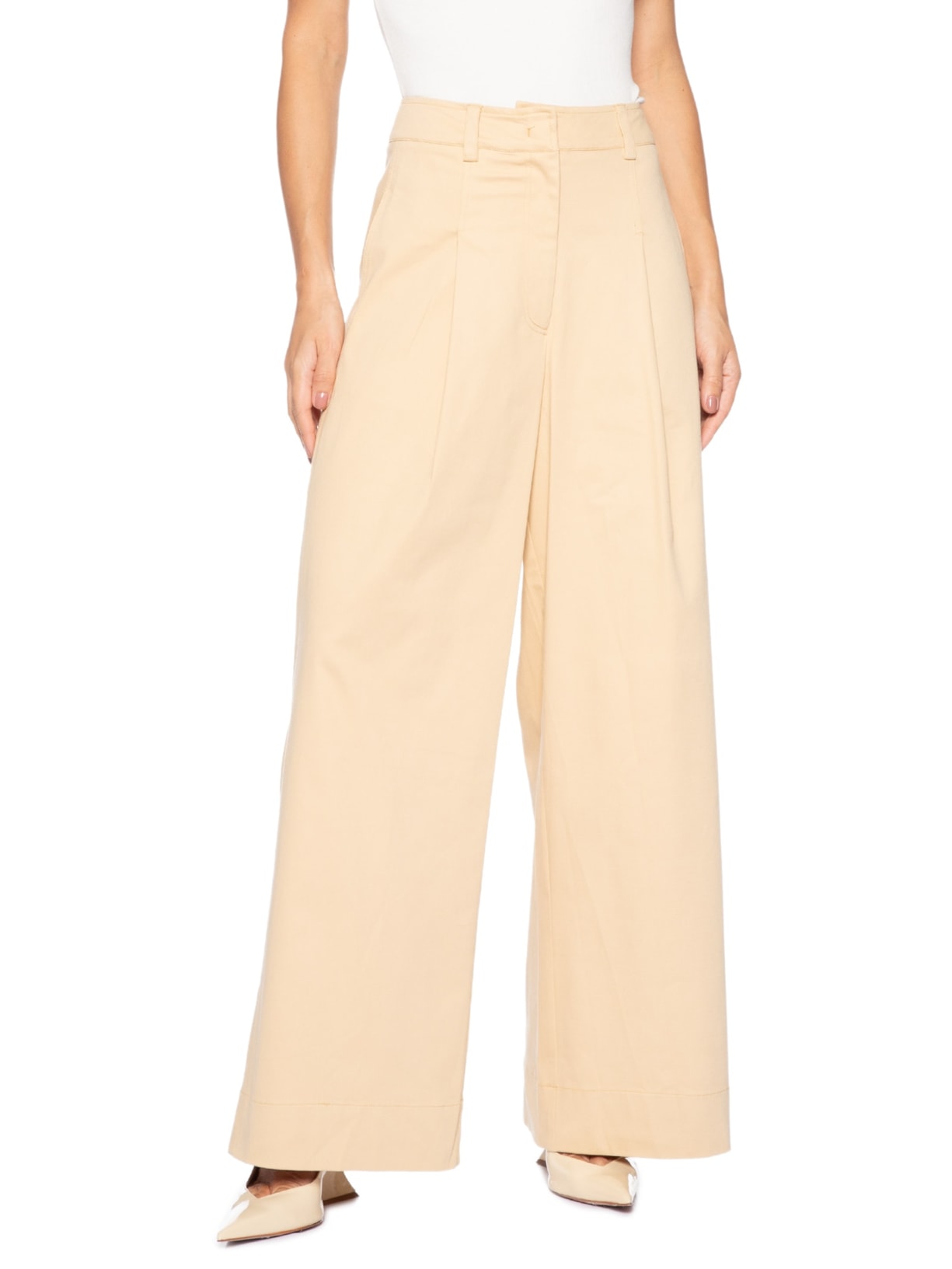 Calça Feminina Alfaiataria Pregas Amarelo Animale Jeans