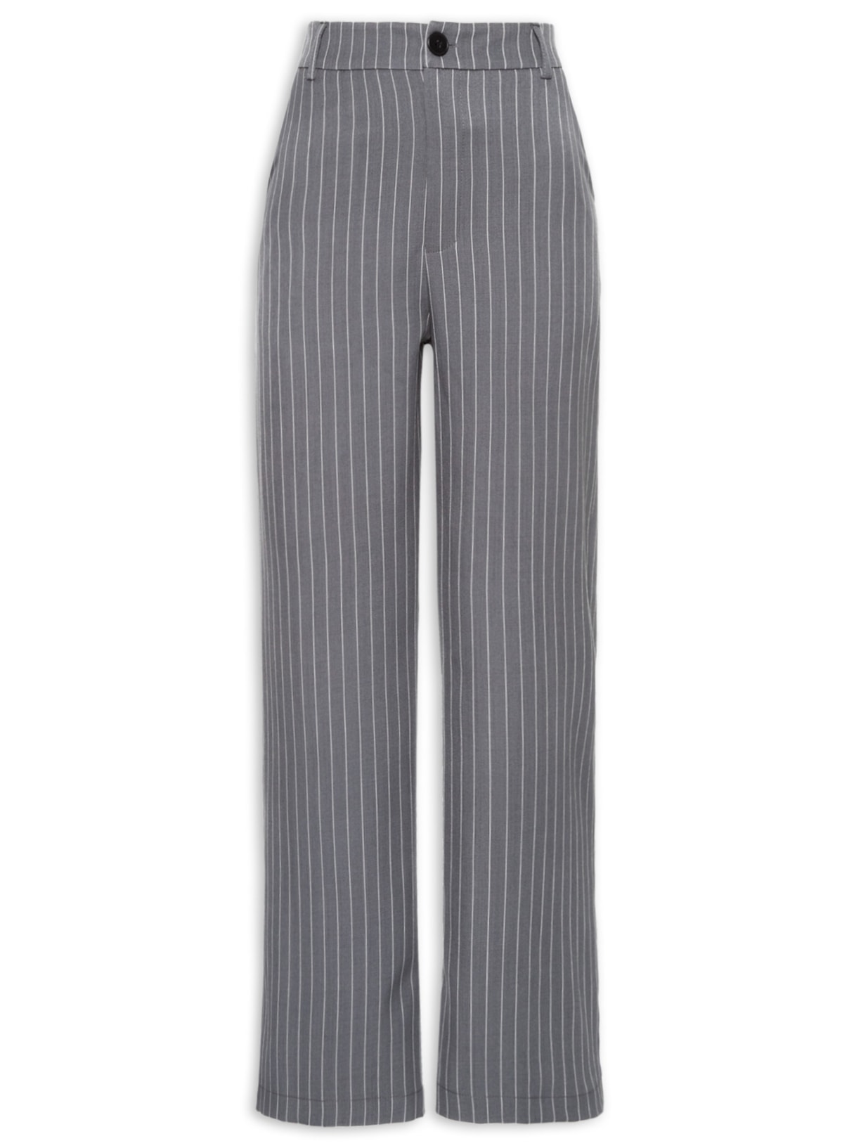 Calça Feminina Alfaiataria Risca De Giz - Cinza
