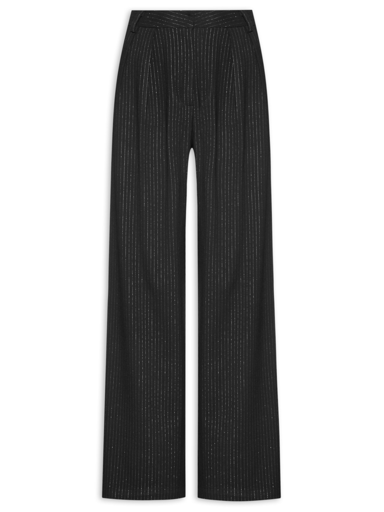 Calça Feminina Alfaiataria Risca De Giz Shine - Preto