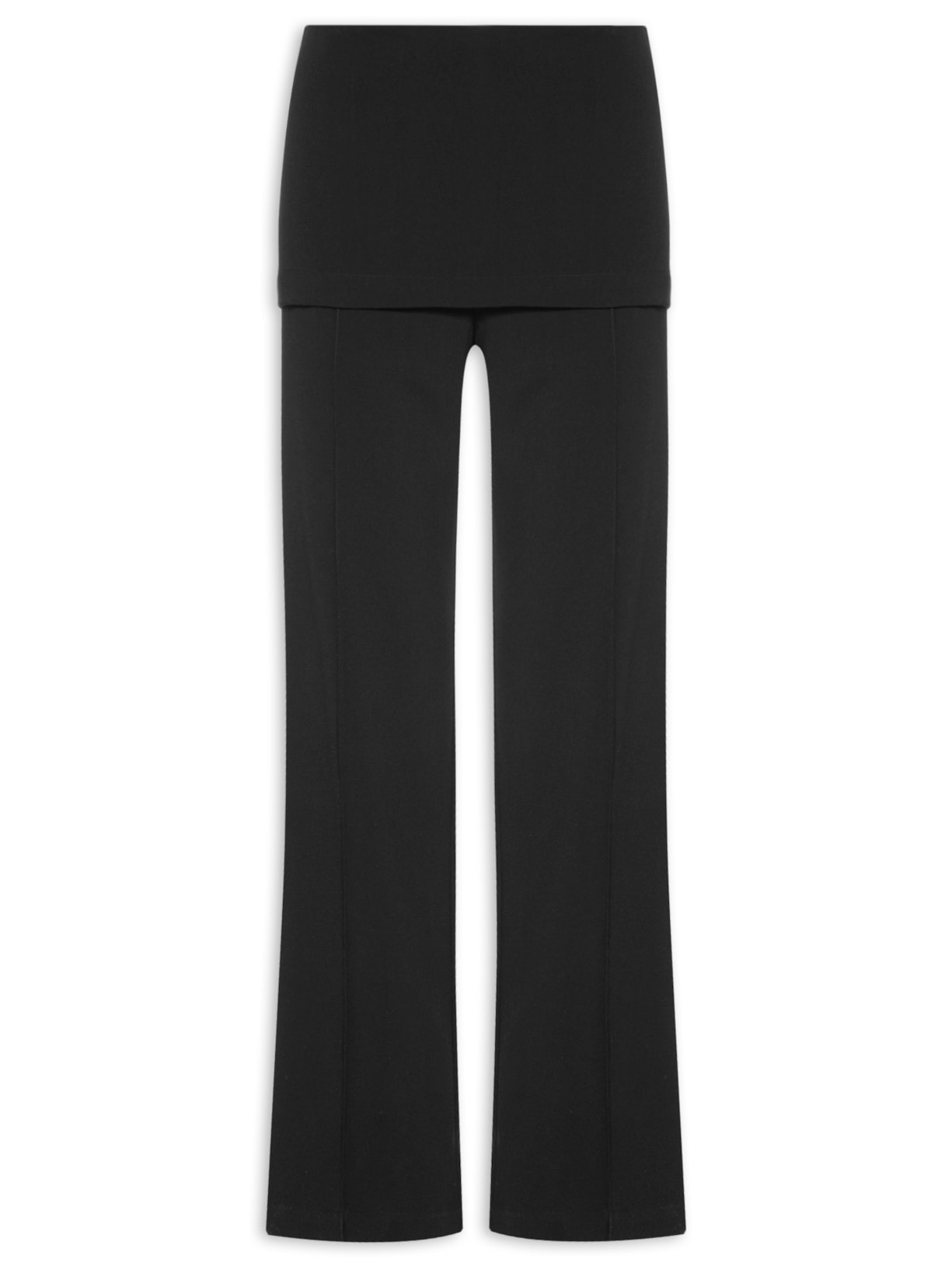 Calça Feminina Alfaiataria Sobreposição Saia - Preto