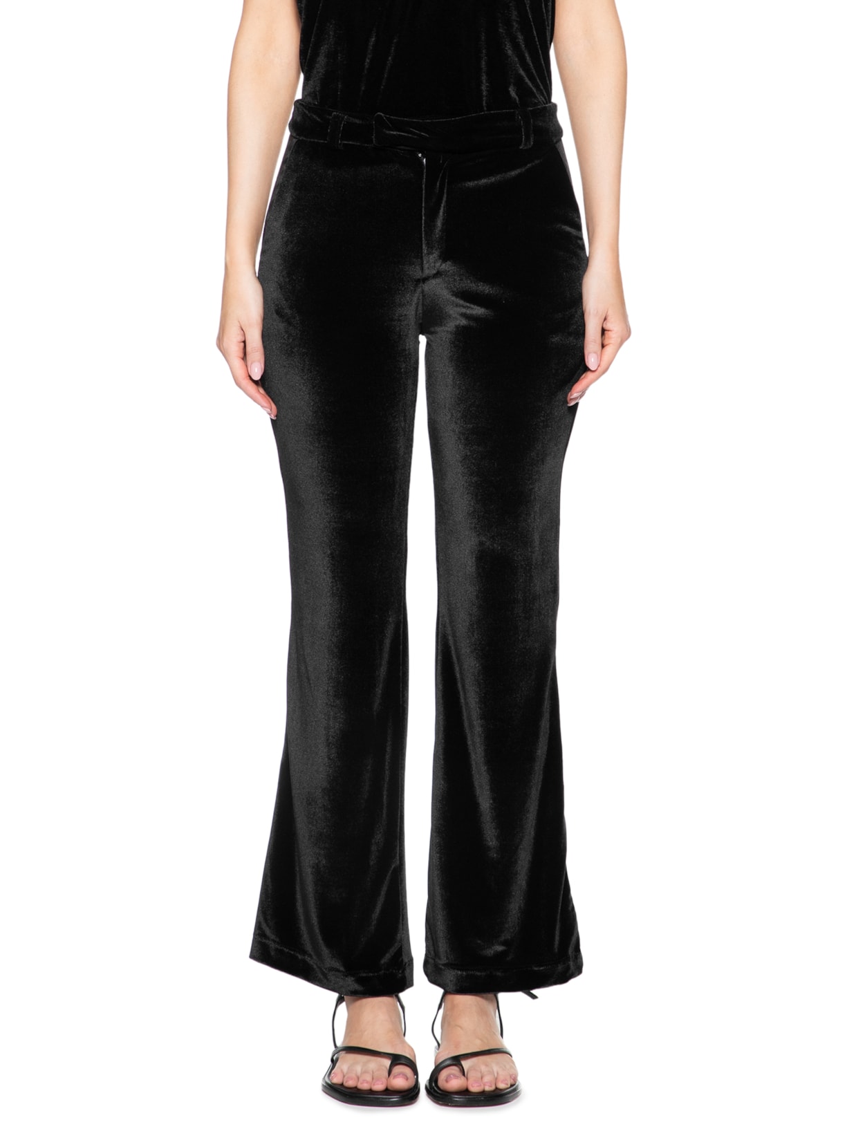 Calça Feminina Alfaiataria Veludo Preto Maria Filó