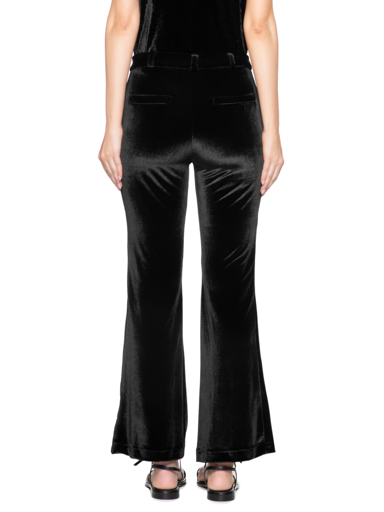 Calça Feminina Alfaiataria Veludo Preto Maria Filó