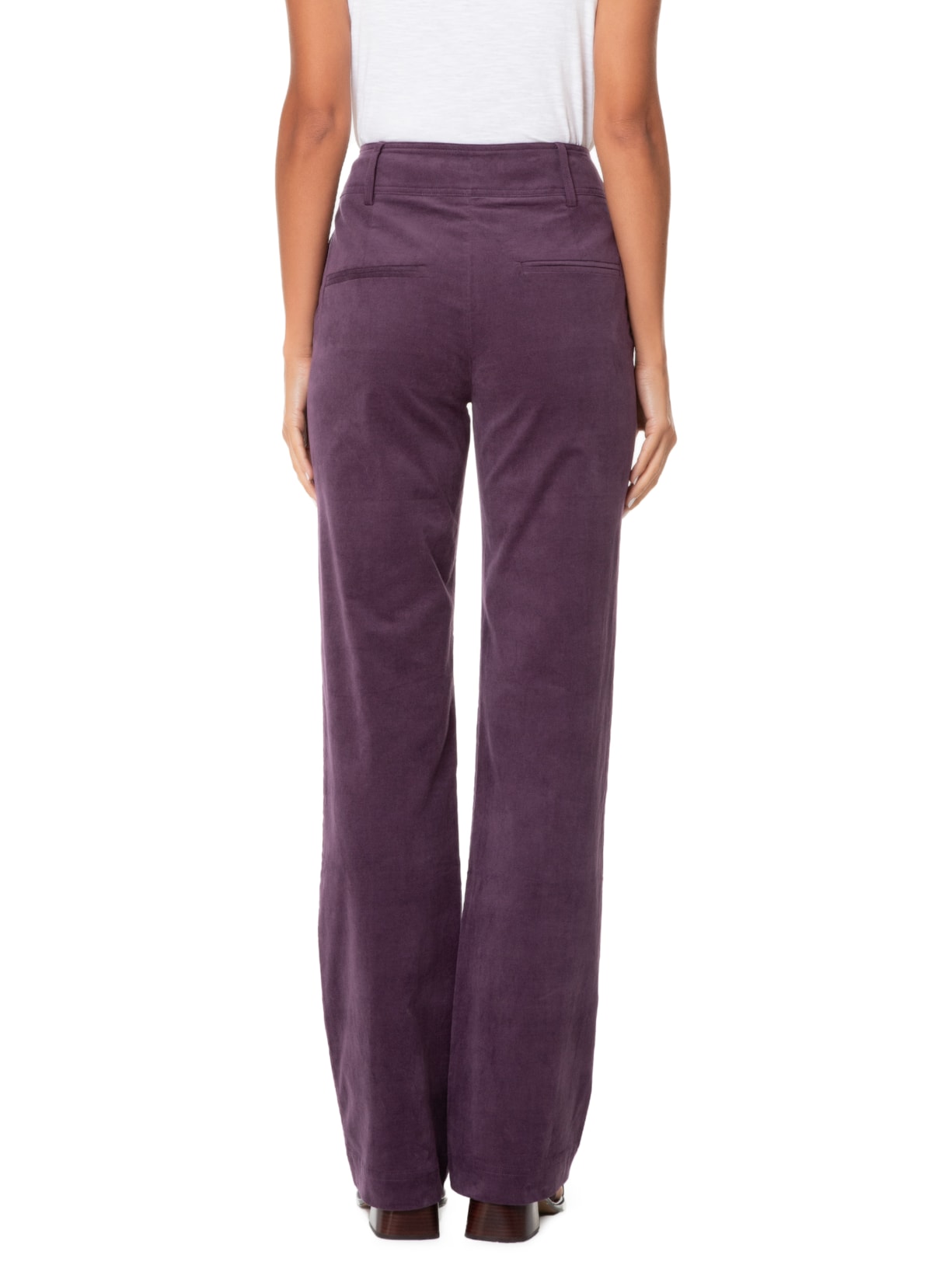 Calça Feminina Alfaiataria Veludo Roxo Maria Filó