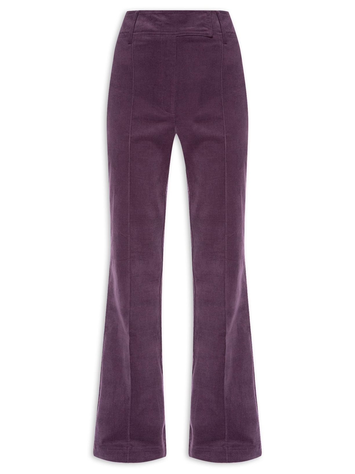 Calça Feminina Alfaiataria Veludo Roxo Maria Filó