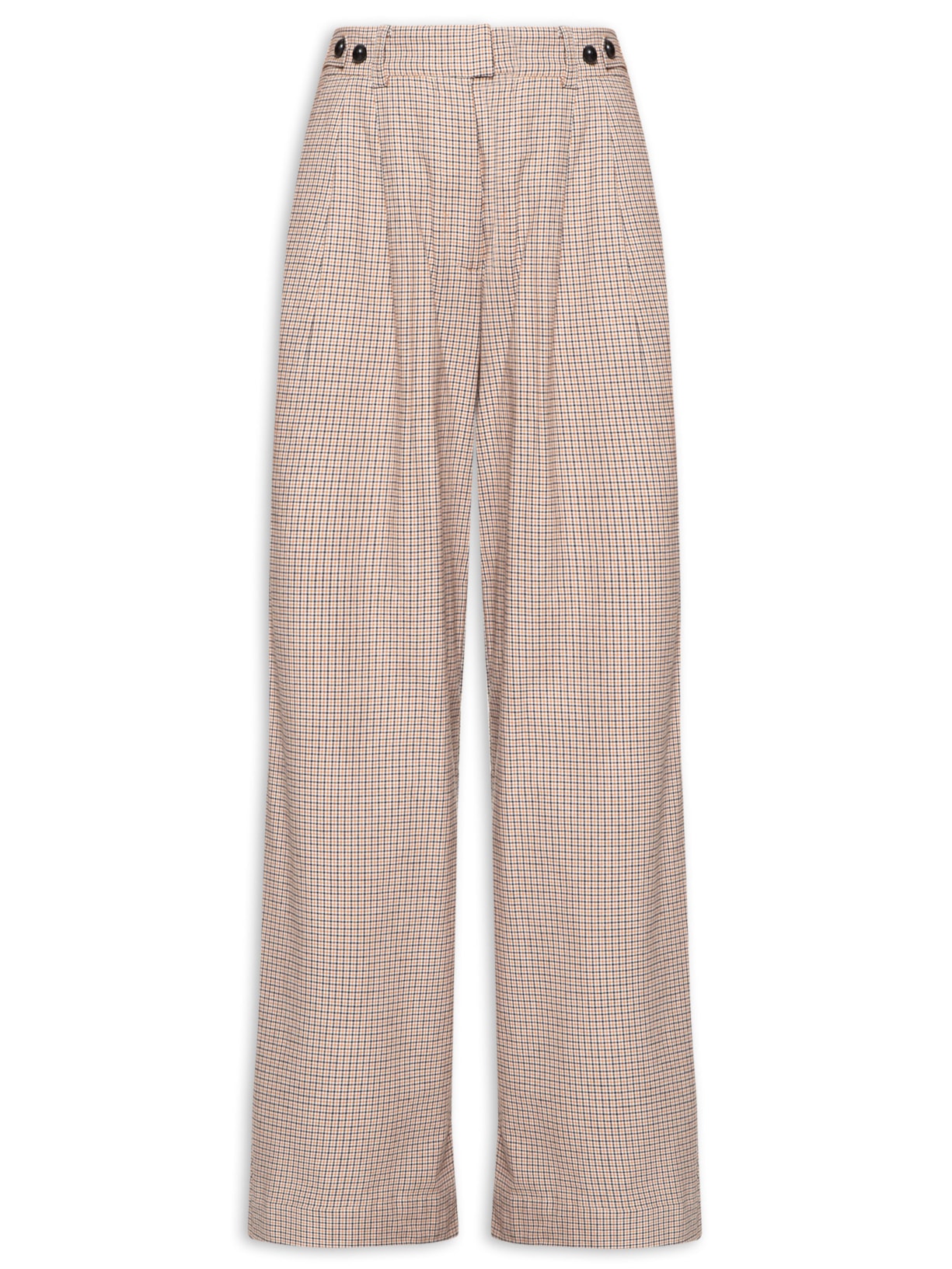 Calça Feminina Alfaiataria Xadrez - Bege