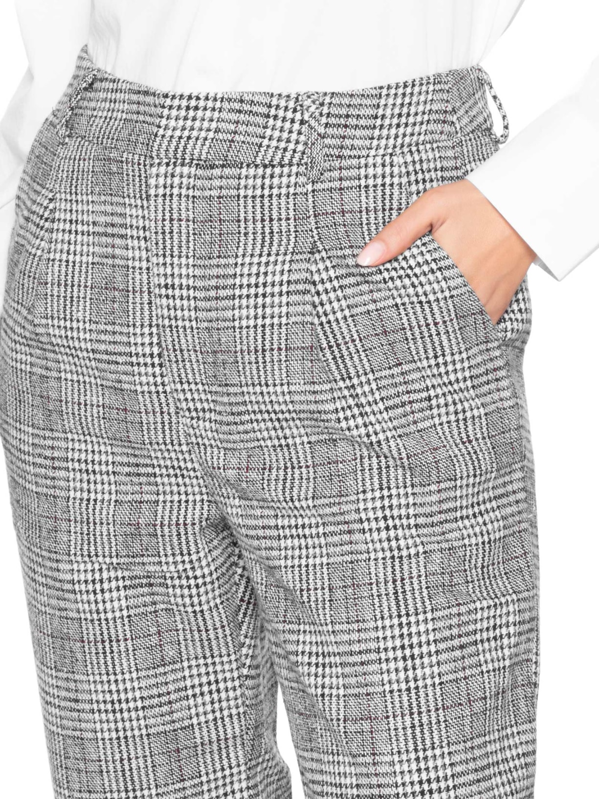 Calça Feminina Alfaiataria Xadrez Preto Basiq