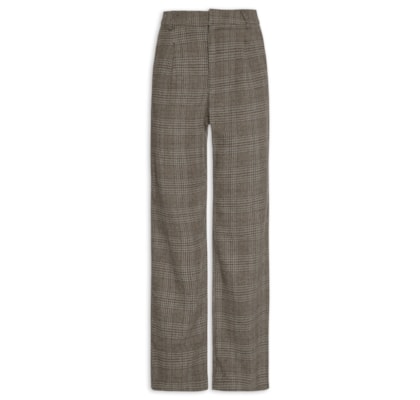 Calça Feminina Alfaiataria Xadrez – Marrom