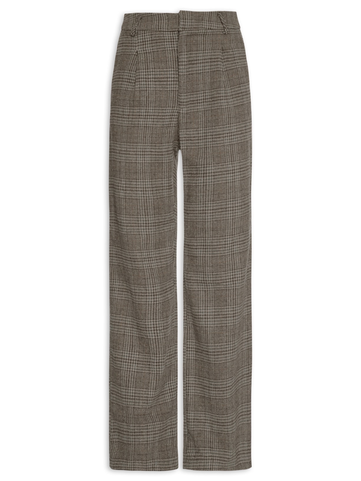 Calça Feminina Alfaiataria Xadrez – Marrom