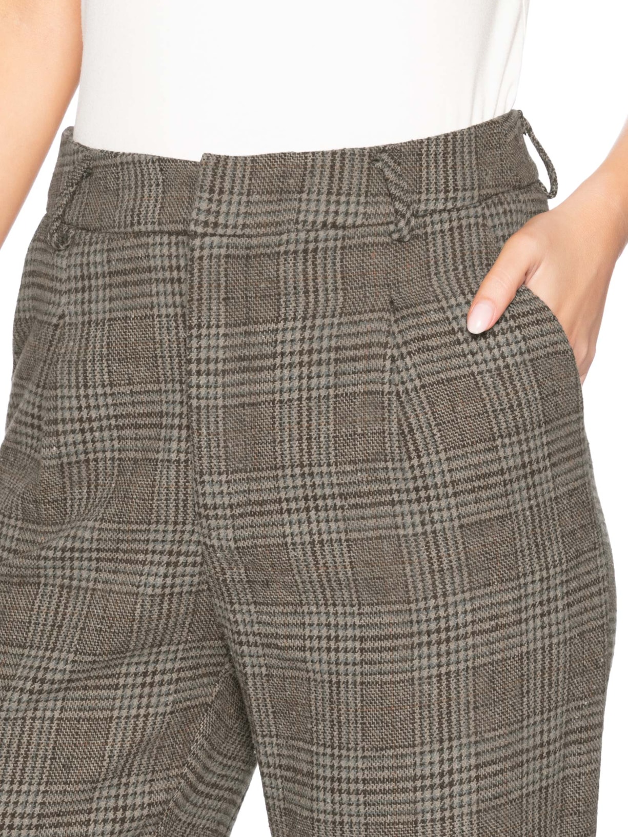 Calça Feminina Alfaiataria Xadrez – Marrom Basiq