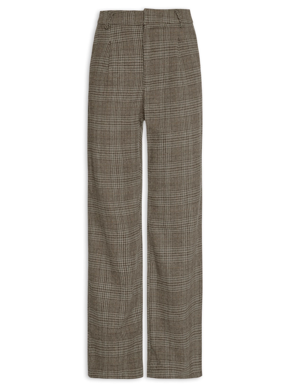 Calça Feminina Alfaiataria Xadrez – Marrom