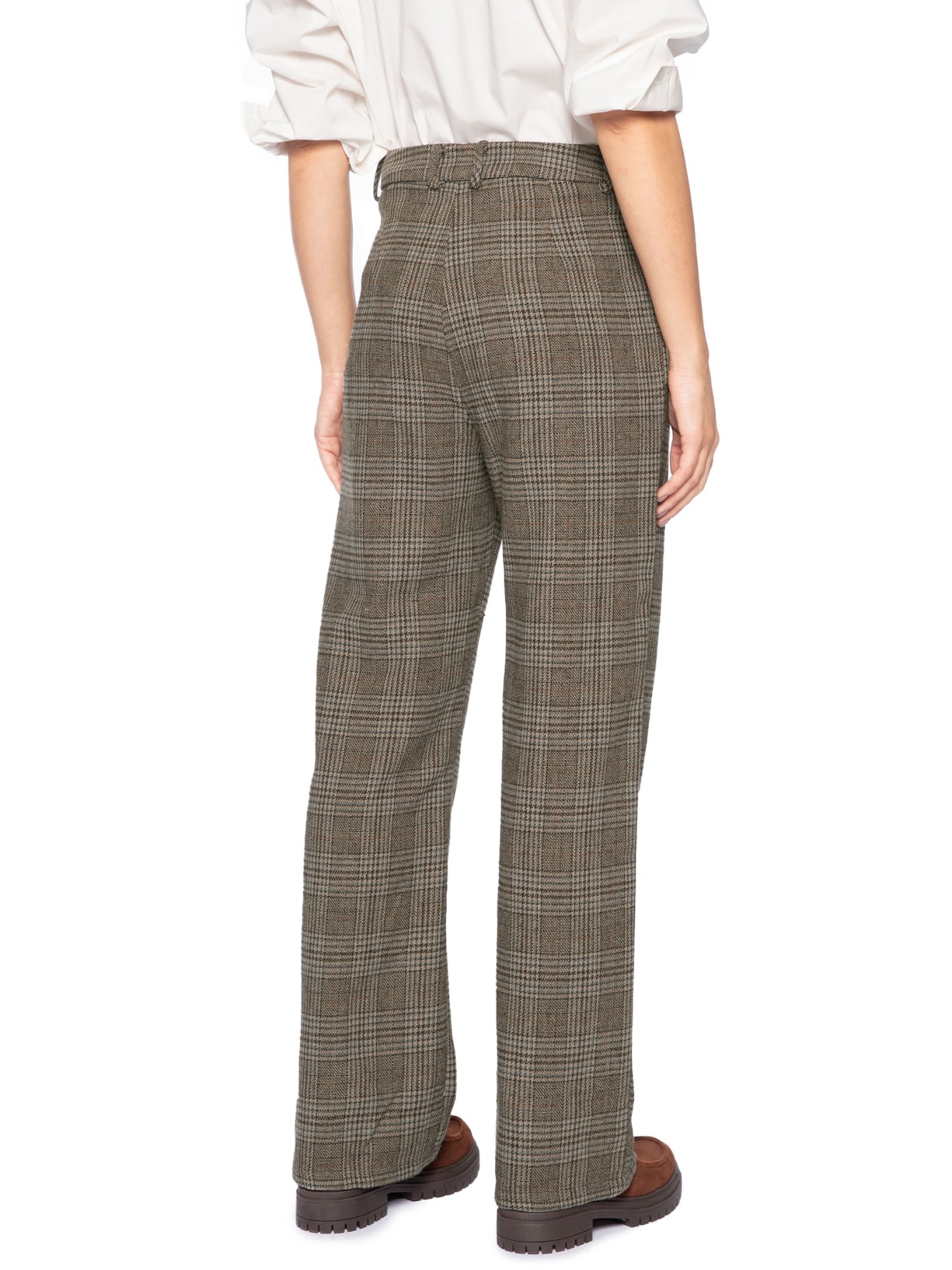 Calça Feminina Alfaiataria Xadrez – Marrom Basiq
