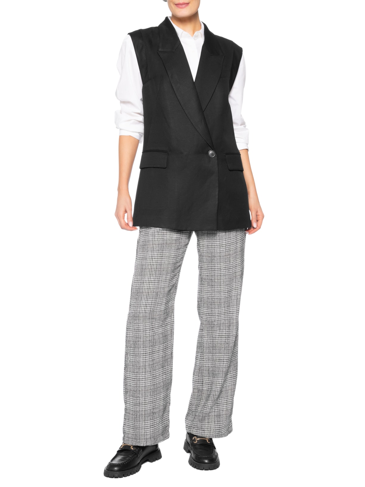 Calça Feminina Alfaiataria Xadrez – Preto Basiq