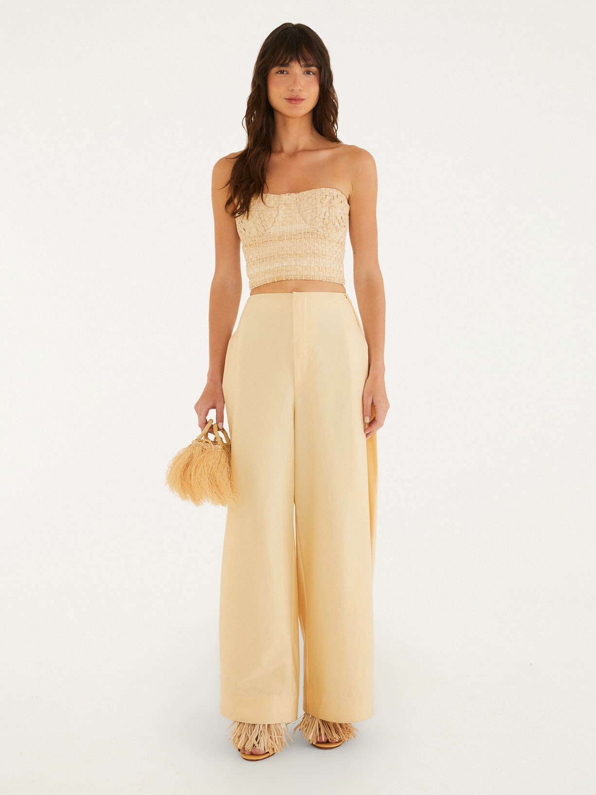 Calça Feminina Alfaiataria – Bege Farm + Marina Bitu
