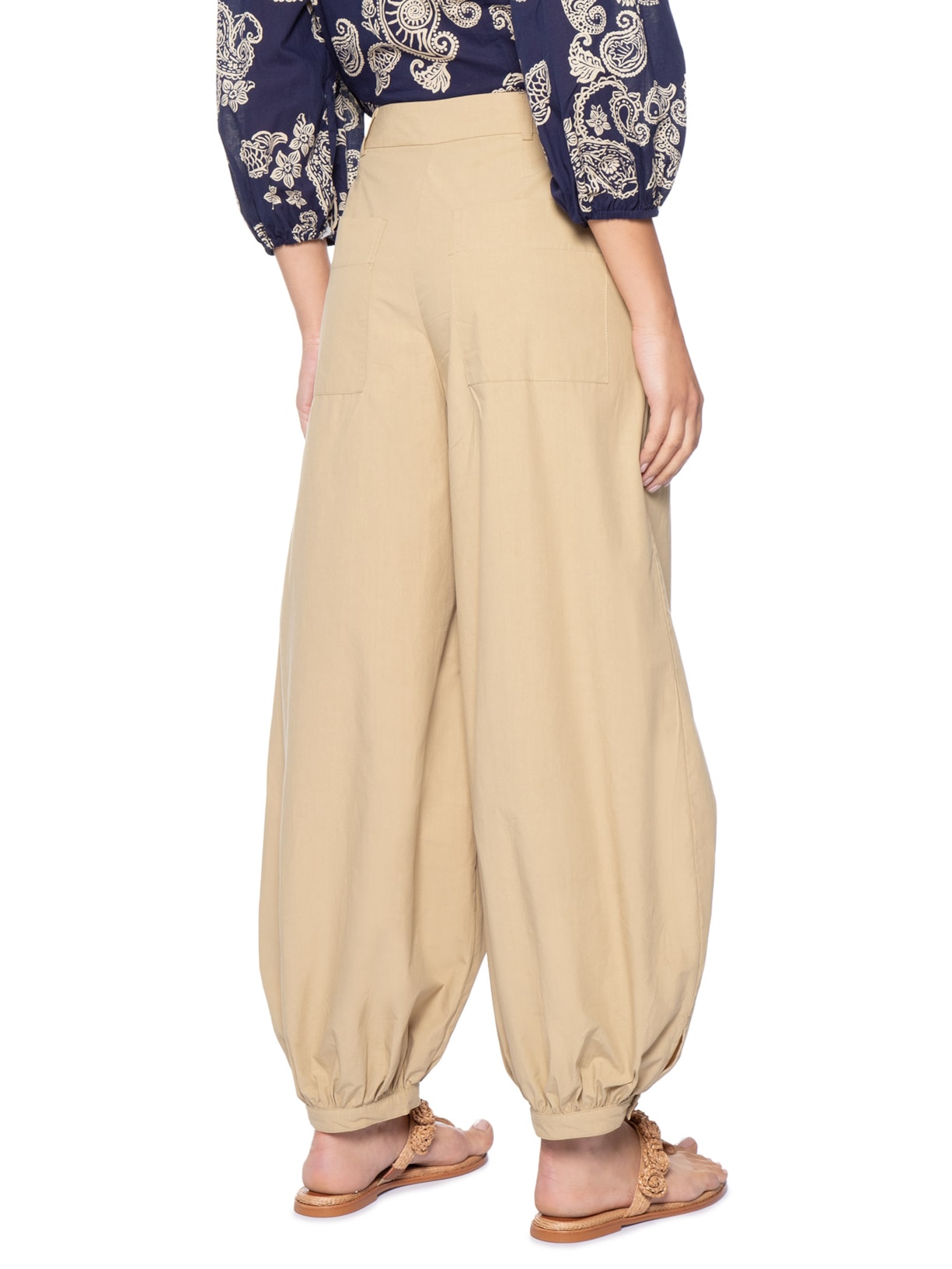 Calça Feminina Algodão Ampla Bege Dress To