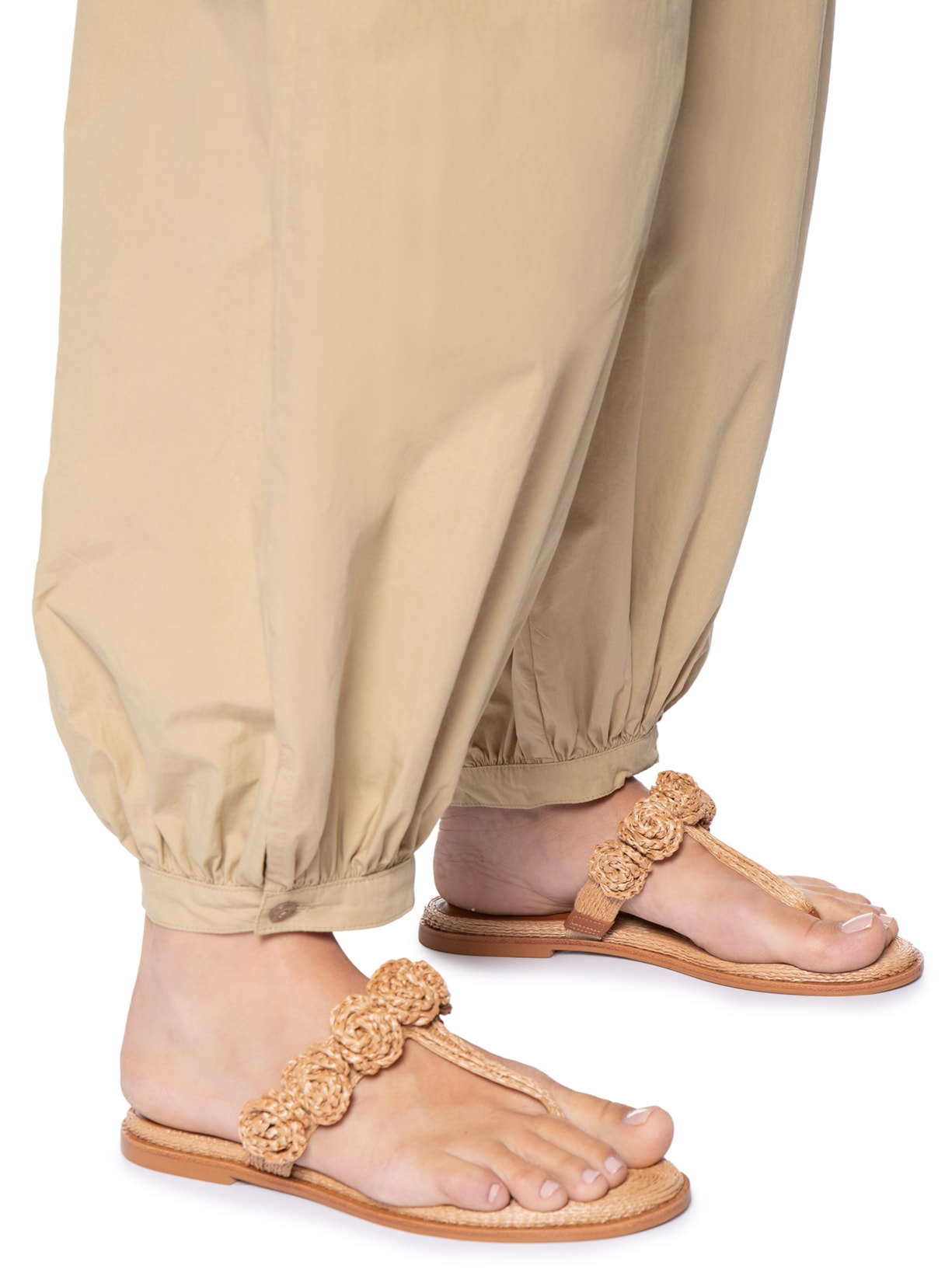 Calça Feminina Algodão Ampla Bege Dress To
