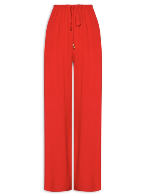 Calça Feminina Amarração Crepe - Vermelho