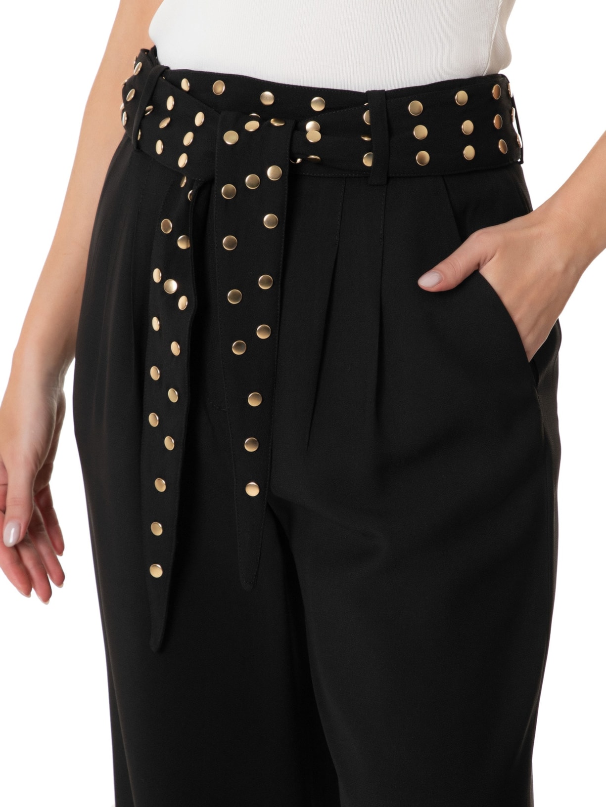 Calça Feminina Amarração Marta Preto Carol Bassi