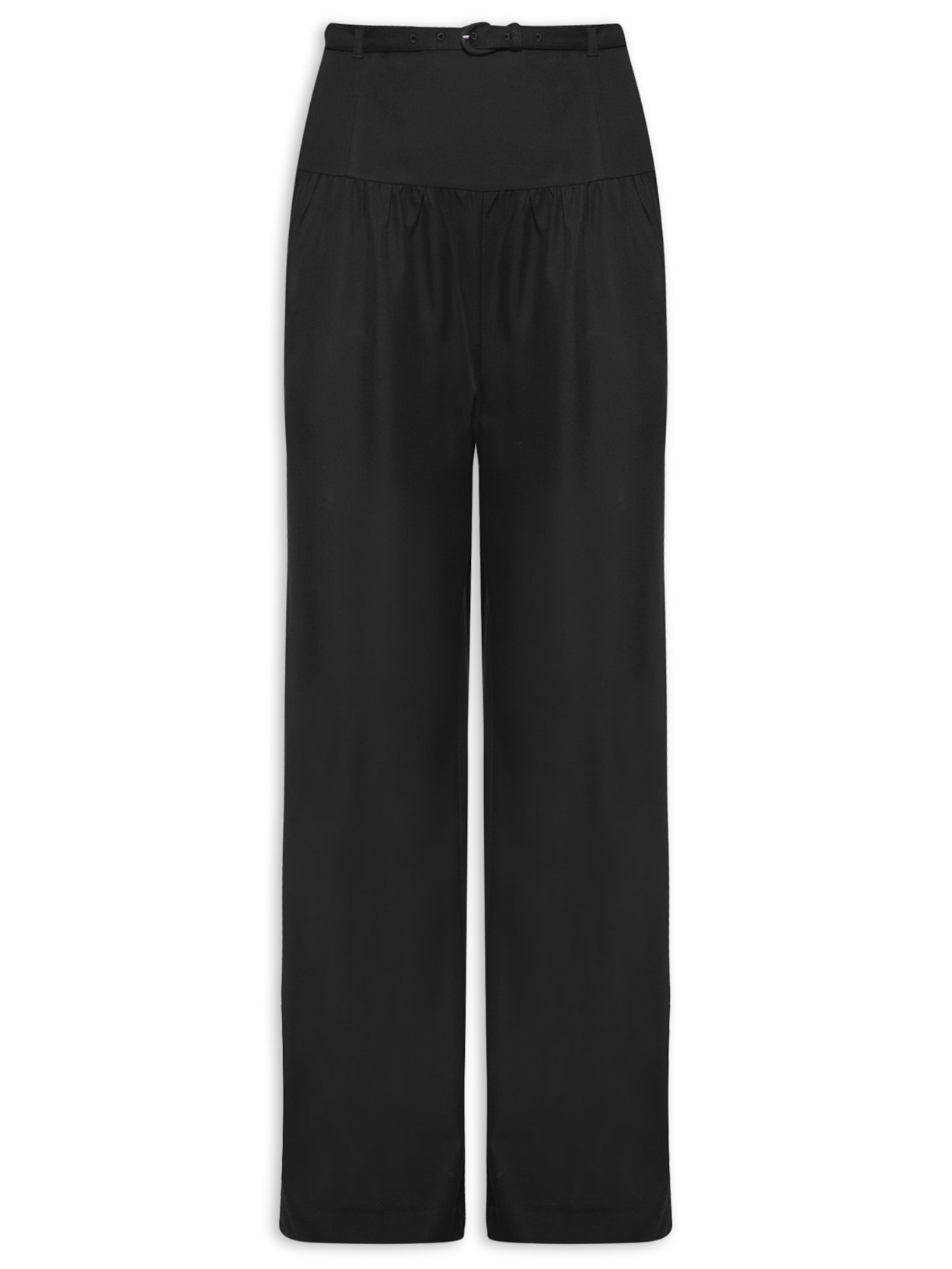 Calça Feminina Ampla Cinto - Preto