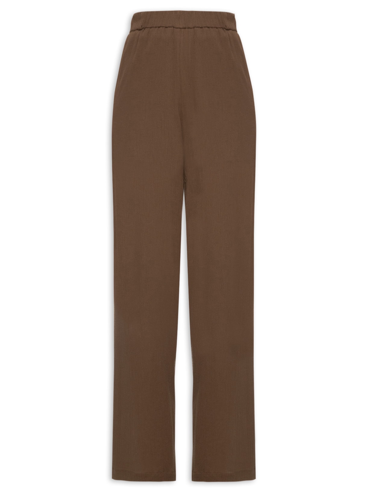 Calça Feminina Ampla Com Barra Larga - Marrom