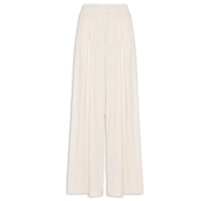 Calça Feminina Ampla Com Linho - Off White