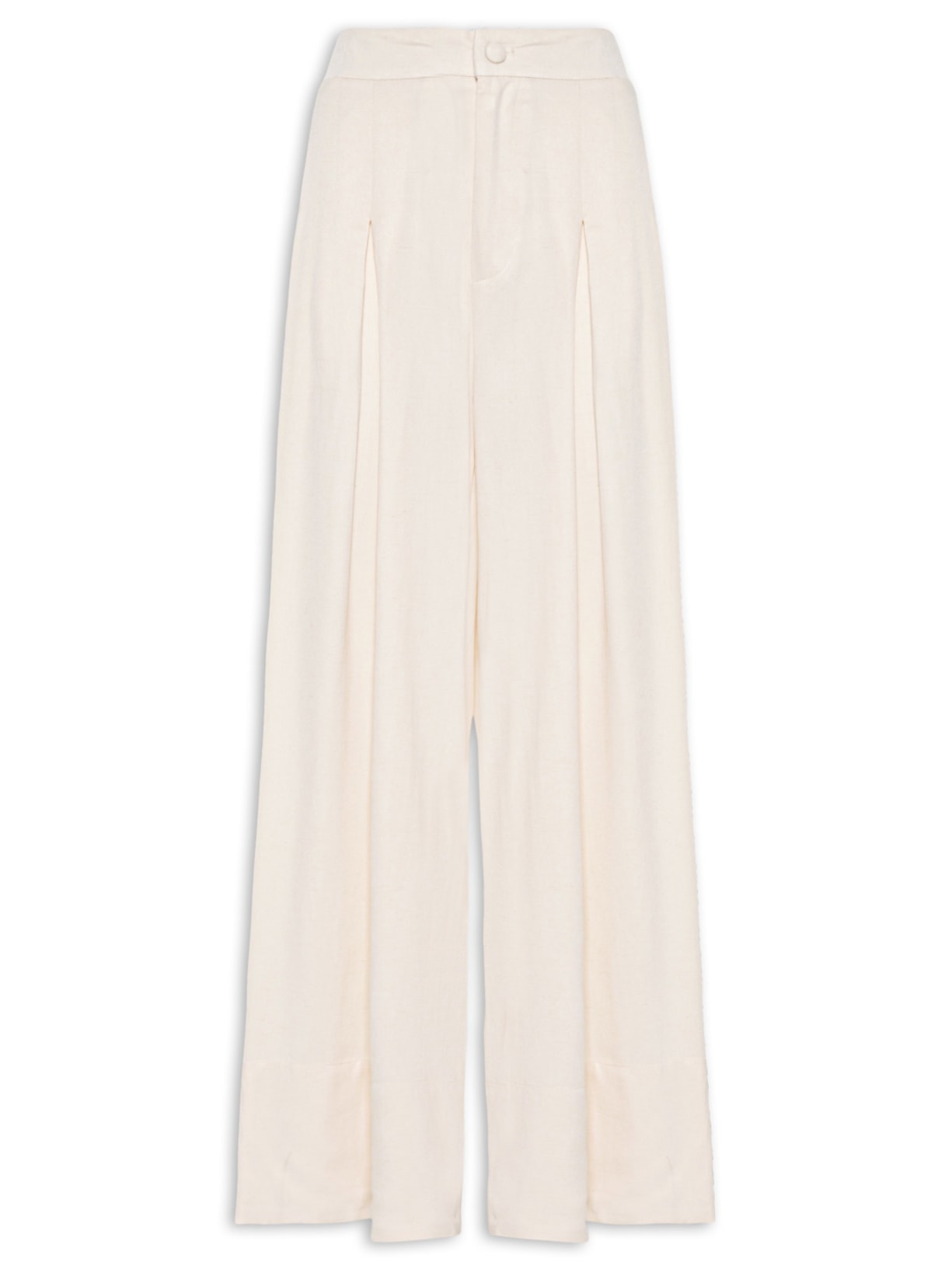 Calça Feminina Ampla Com Linho - Off White