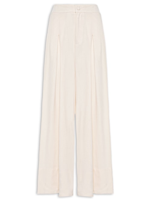 Calça Feminina Ampla Com Linho - Off White