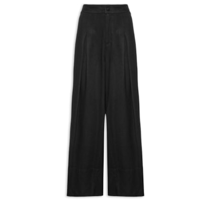 Calça Feminina Ampla Com Linho - Preto