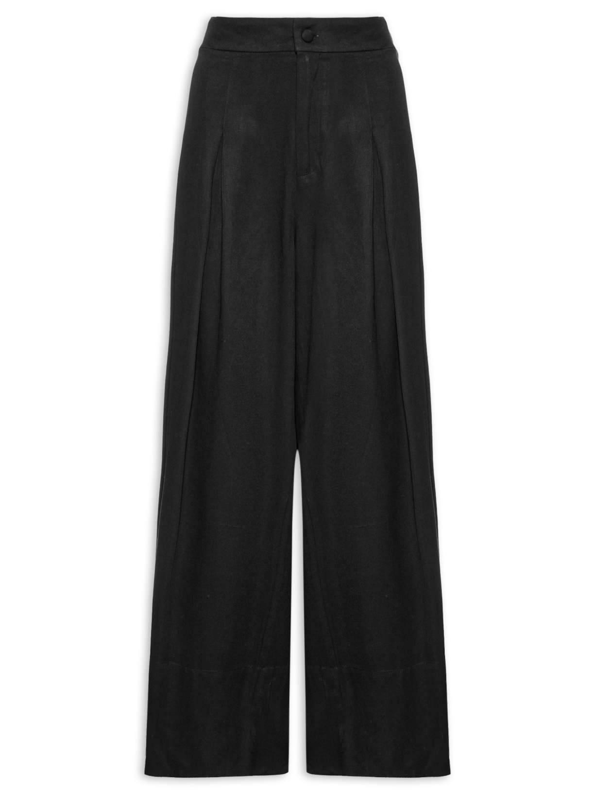 Calça Feminina Ampla Com Linho - Preto