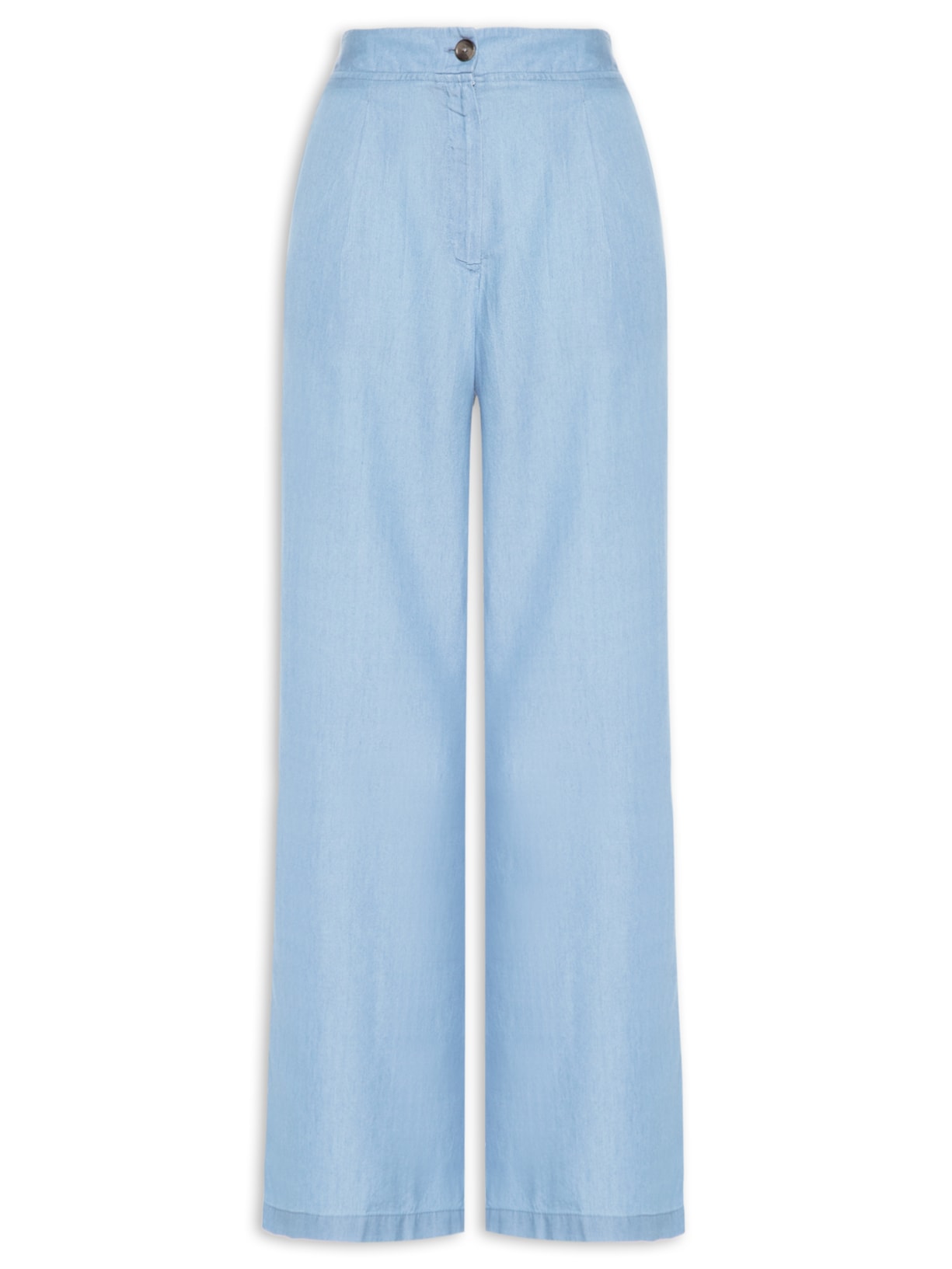 Calça Feminina Ampla Com Pregas - Azul