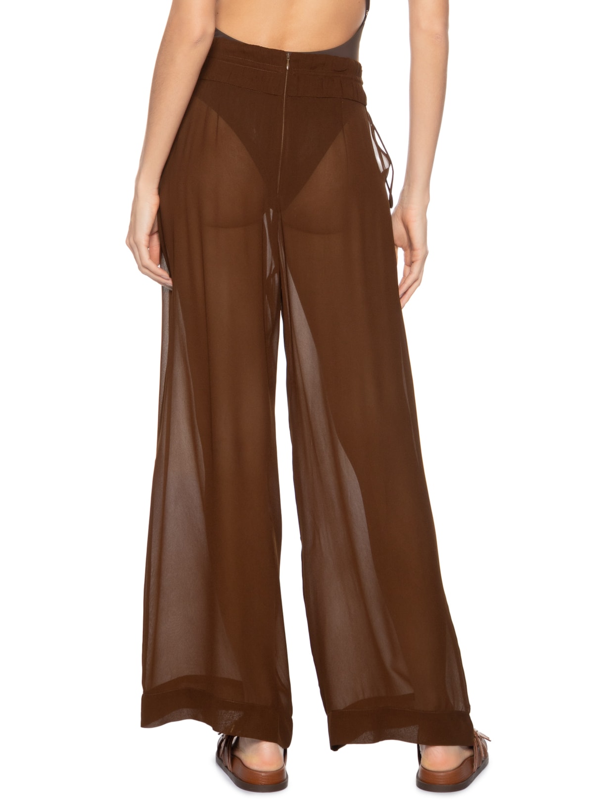 Calça Feminina Ampla Marrom Resort Marrom Animale Resort
