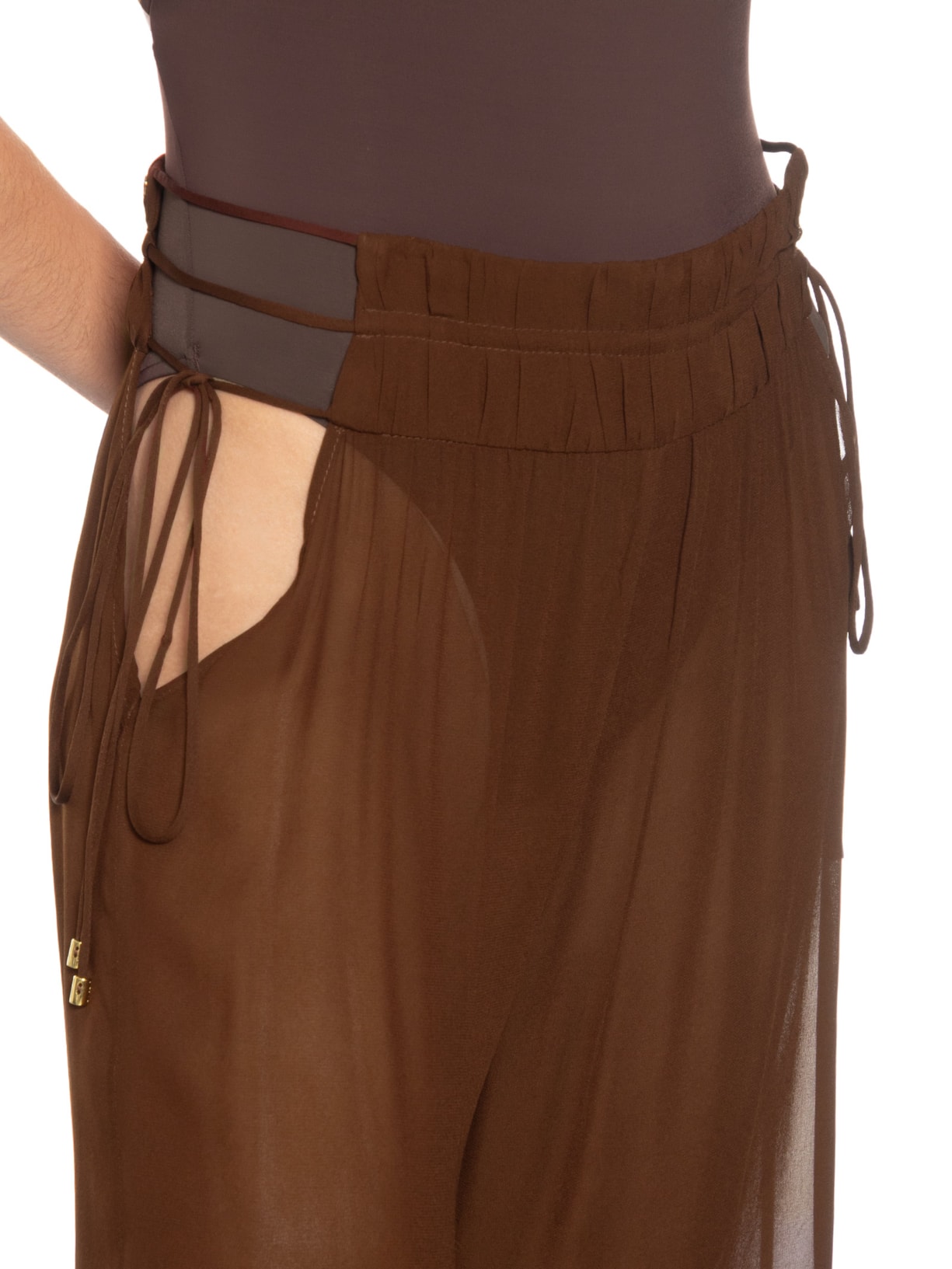 Calça Feminina Ampla Marrom Resort Marrom Animale Resort