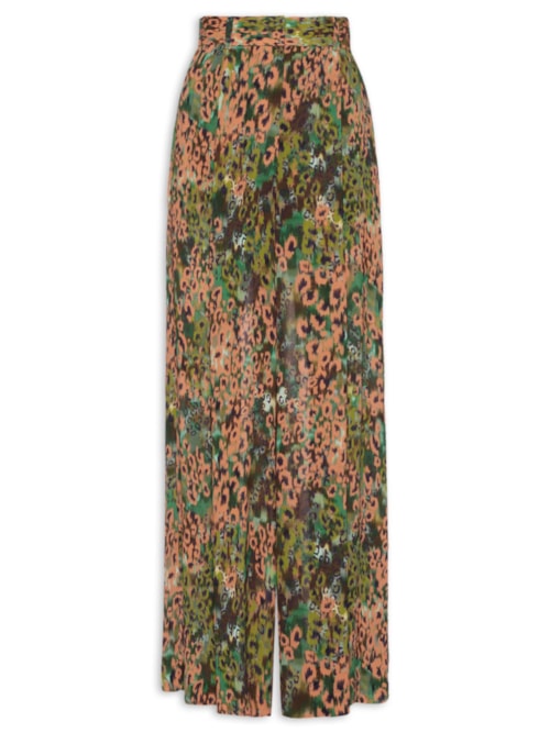 Calça Feminina Ampla Onça Camuflada - Verde