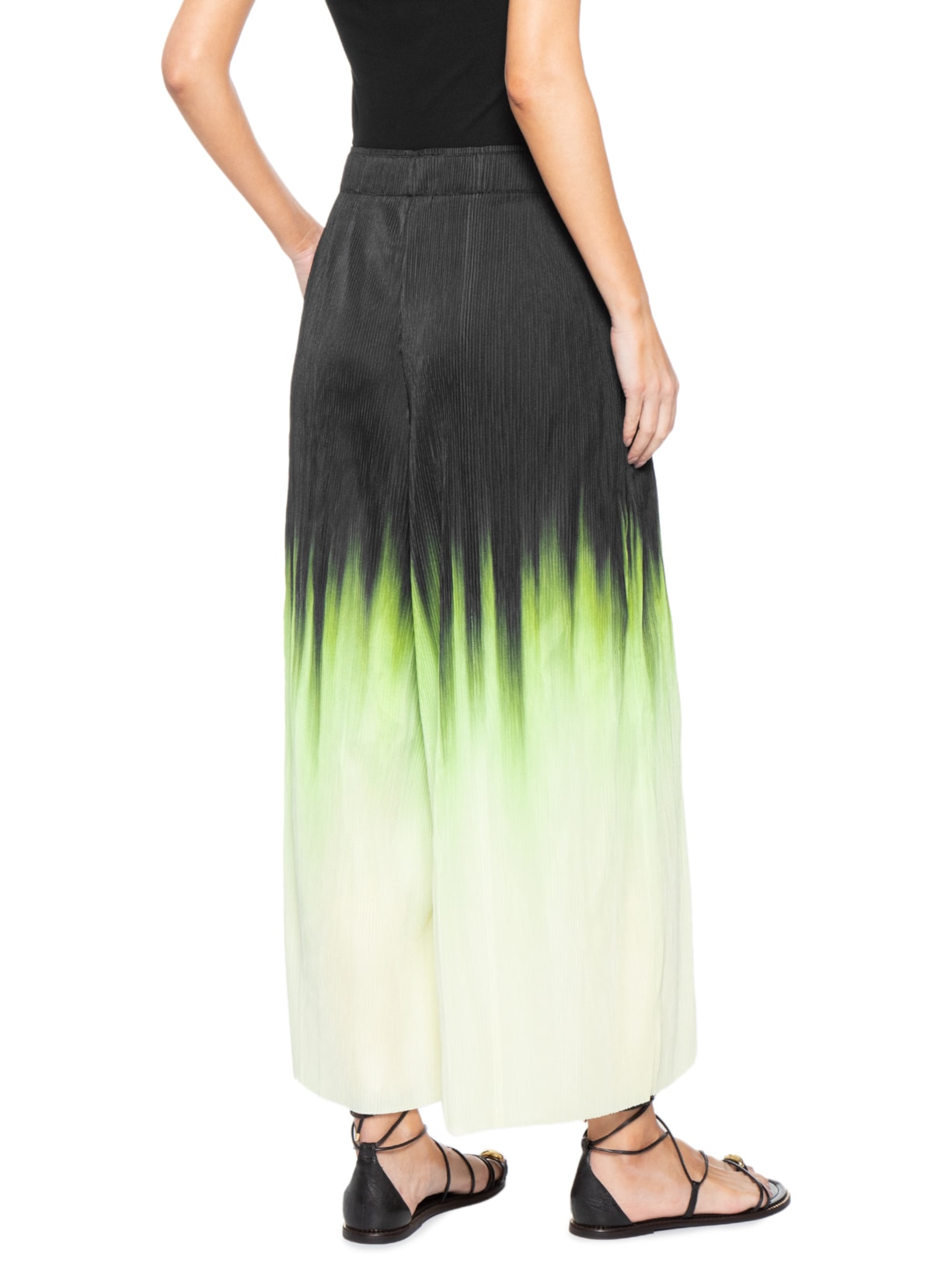 Calça Feminina Ampla Plisse Blurred Neon Preto Osklen