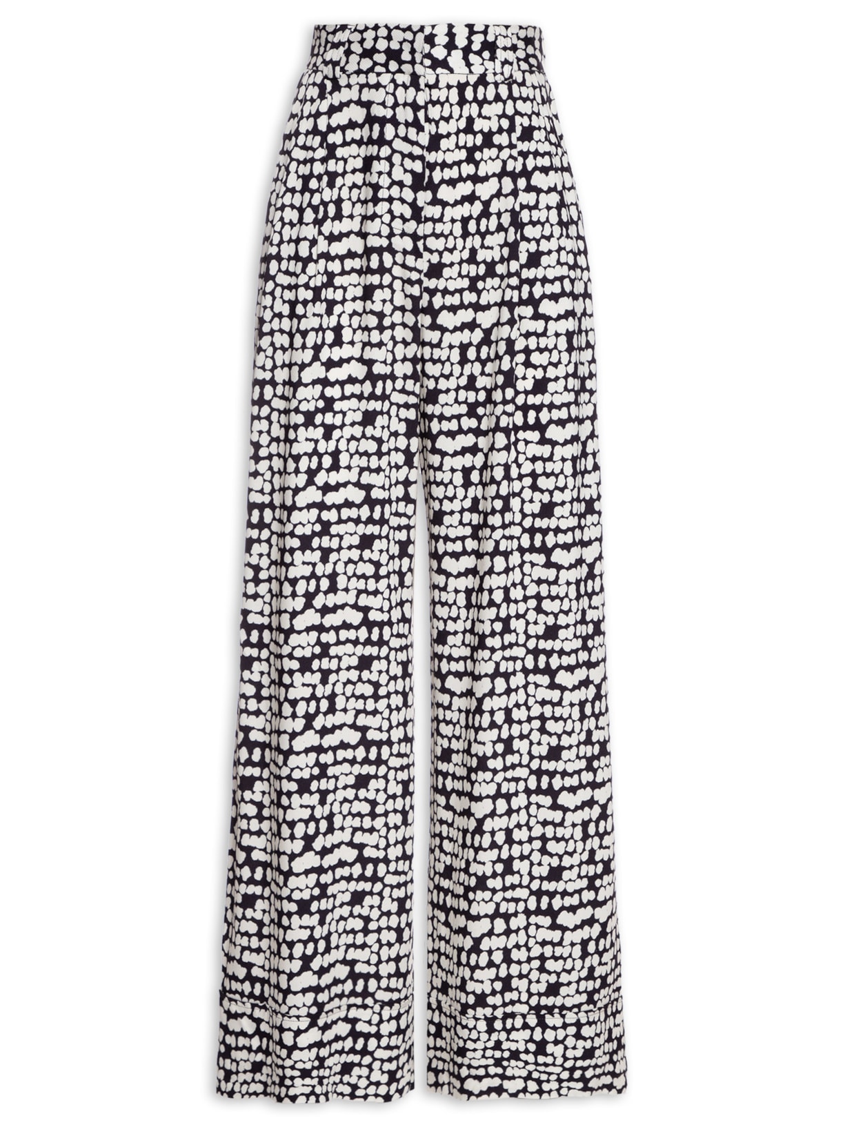 Calça Feminina Ampla Pois Grafite - Preto