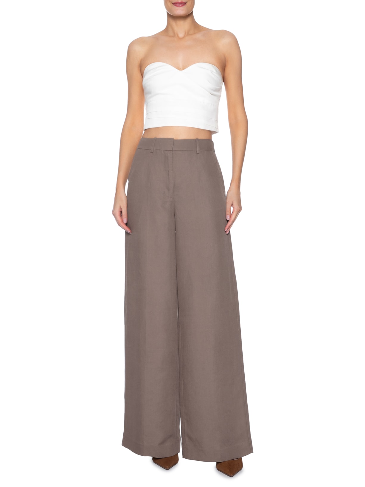Calça Feminina Ampla Renata Marrom Le Lis