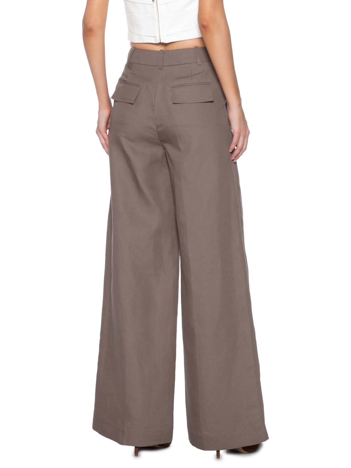 Calça Feminina Ampla Renata Marrom Le Lis