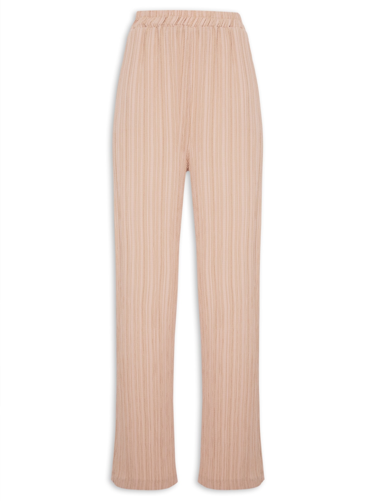 Calça Feminina Ampla Texturizada - Bege